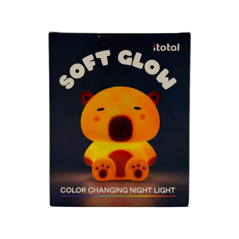 Lampada da comodino a forma di capibara per bambini in silicone morbido con cambio colore LED