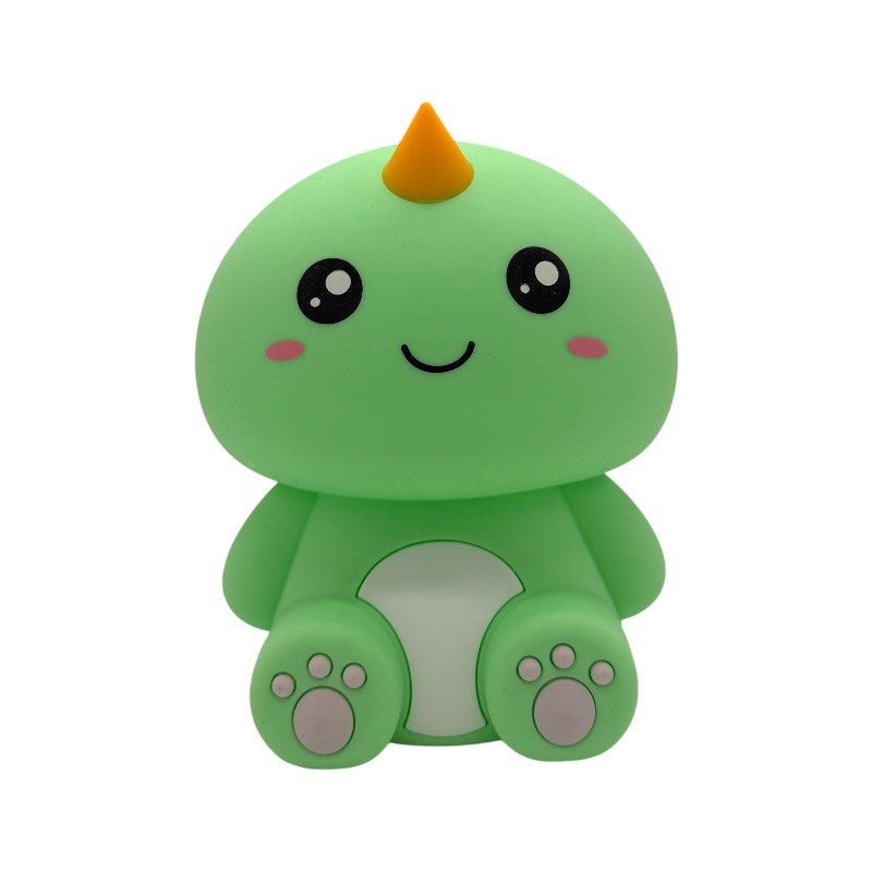 Lampada da comodino per bambini in silicone morbido con cambio colore LED, a tema dinosauro