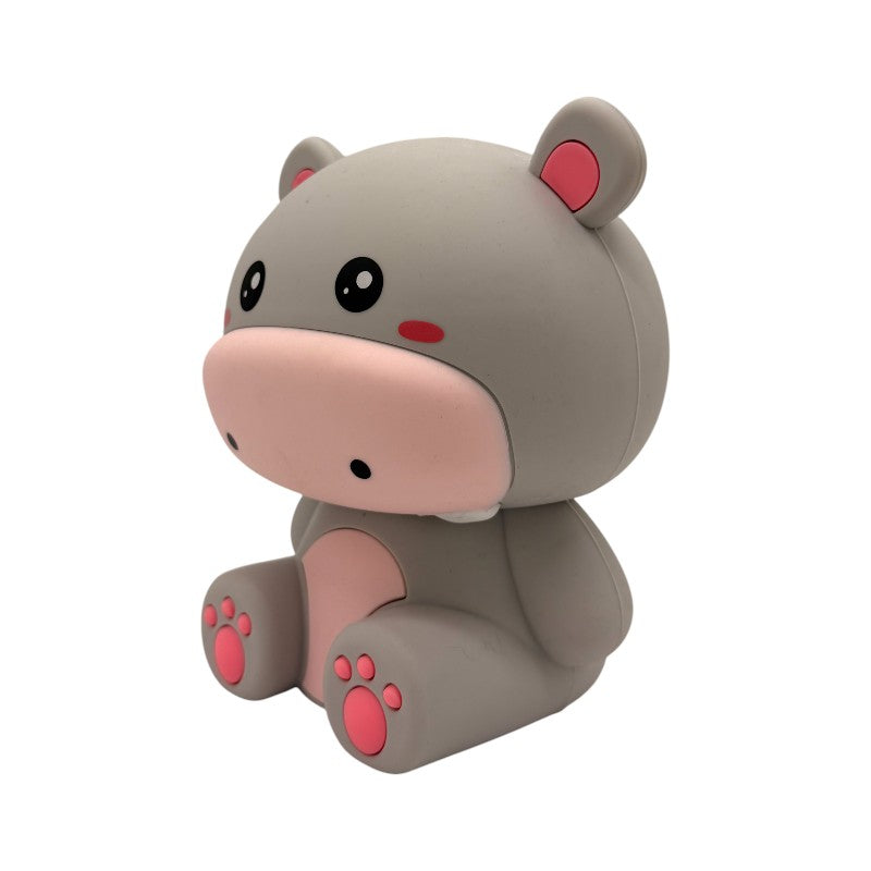 Lampada da comodino per bambini in silicone morbido con cambio colore LED a tema ippopotamo