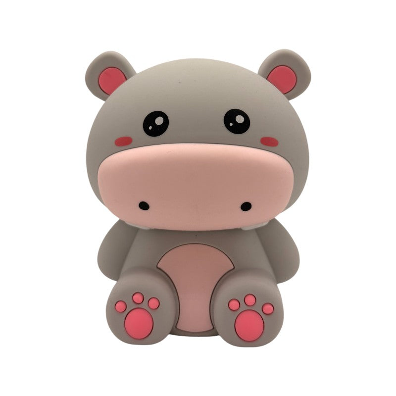 Lampada da comodino per bambini in silicone morbido con cambio colore LED a tema ippopotamo
