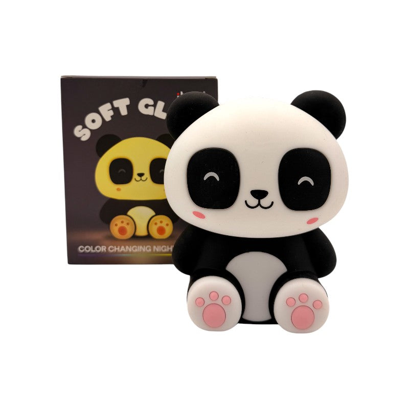 Lampada da comodino per bambini in silicone morbido con cambio colore LED a tema panda