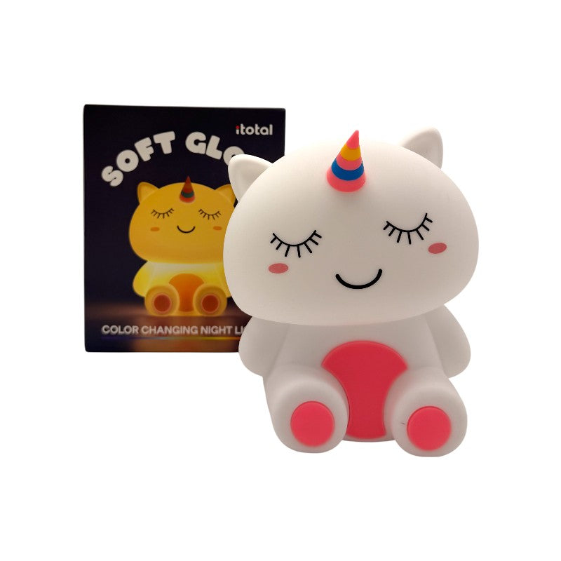 Lampada da comodino per bambini in silicone morbido con cambio colore LED a tema unicorno