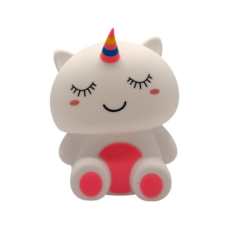 Lampada da comodino per bambini in silicone morbido con cambio colore LED a tema unicorno