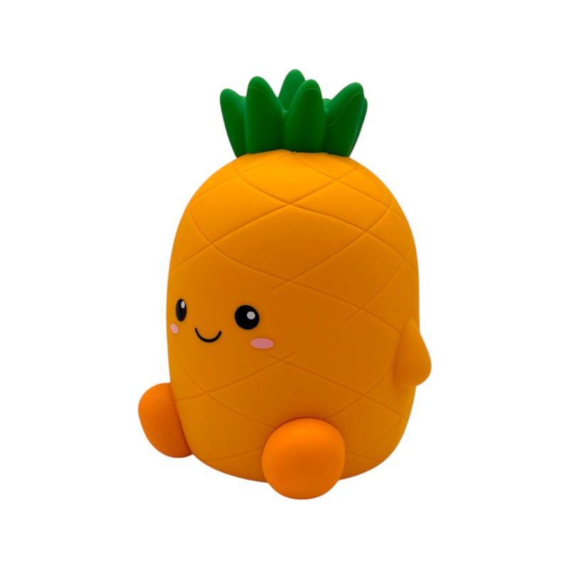 Lampada notturna ananas I-Total Fresh Market — silicone soft-touch, LED multicolore, timer 30/60 min, ricarica USB-C. Perfetta per la cameretta dei bambini. 