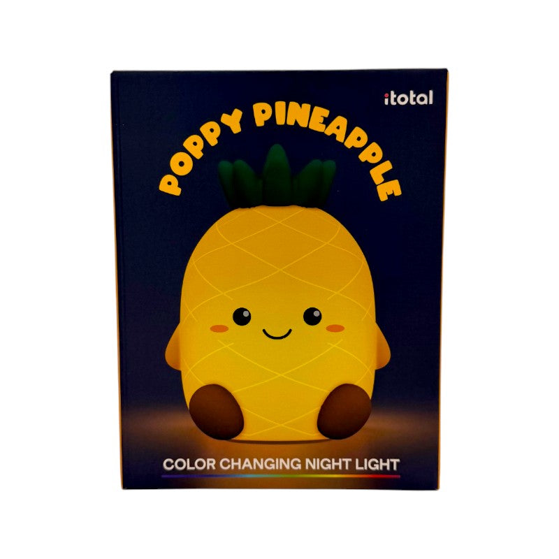 Lampada notturna ananas I-Total Fresh Market — silicone soft-touch, LED multicolore, timer 30/60 min, ricarica USB-C. Perfetta per la cameretta dei bambini. 