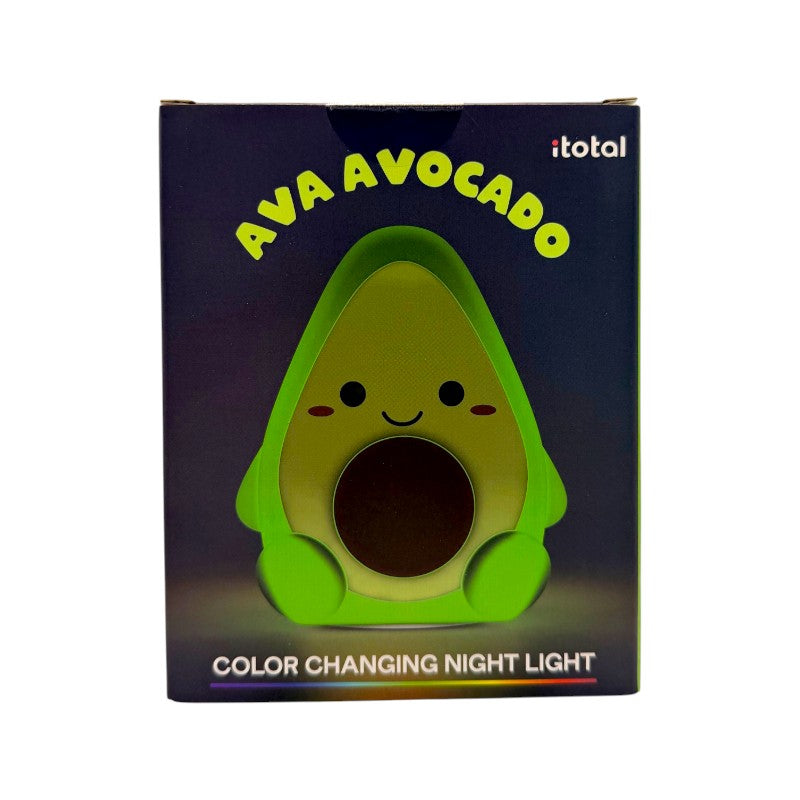 Lampada notturna avocado I-Total Fresh Market "Ava Avocado" — silicone soft-touch, LED multicolore, timer 30/60 min, USB-C. Perfetta per la cameretta.