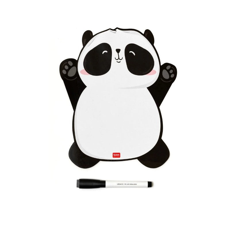 Lavagnetta magnetica Legami Panda con pennarello incluso: superficie cancellabile, design kawaii zampette alzate per il frigo. Scoprila! 
