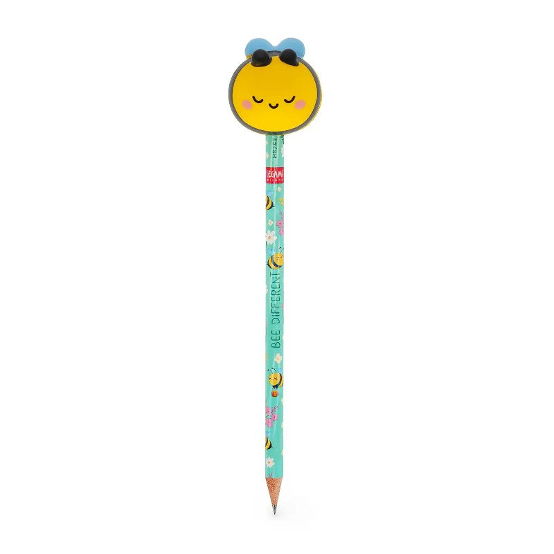 Matita HB Legami con squishy anti-stress — fusto decorato kawaii, topper morbido slow-rise, varianti ape, gatto, panda, unicorno e altri. 