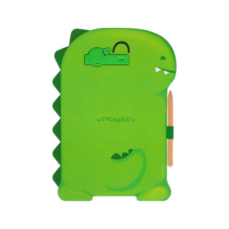 Lavagna magica Legami Dinosauro: tavoletta LCD 8 pollici con penna, tratto arcobaleno e tasto cancella, senza luce blu. Scoprila su Viano Shop!