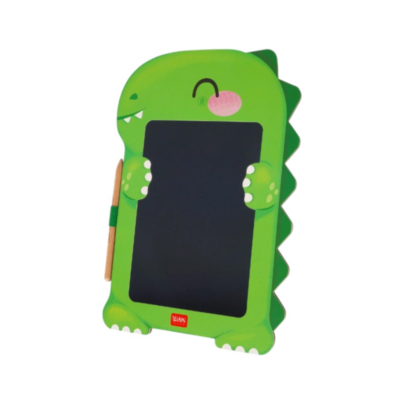 Lavagna magica Legami Dinosauro: tavoletta LCD 8 pollici con penna, tratto arcobaleno e tasto cancella, senza luce blu. Scoprila su Viano Shop!