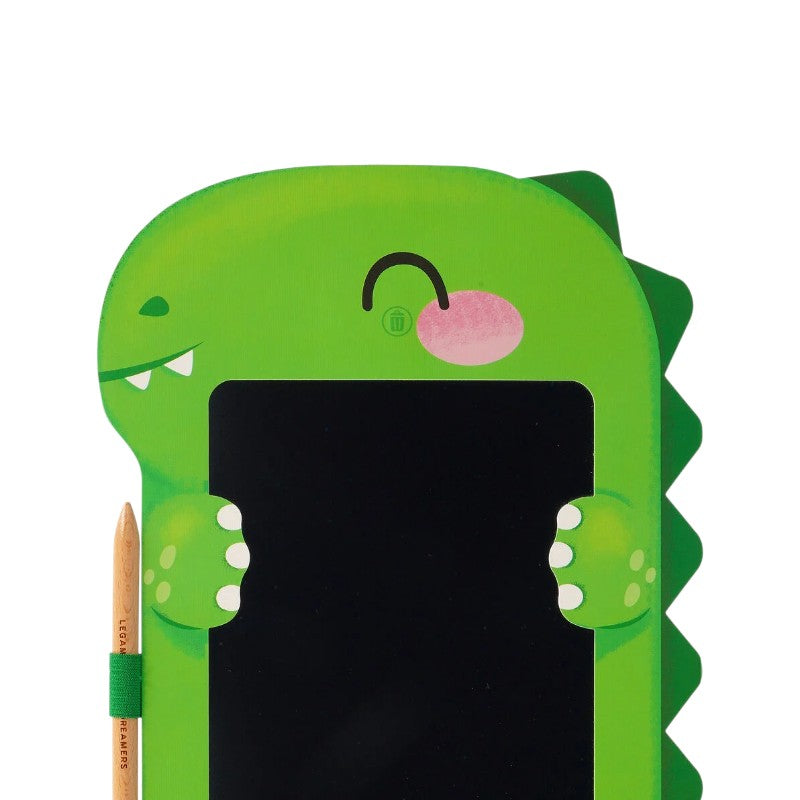 Lavagna magica Legami Dinosauro: tavoletta LCD 8 pollici con penna, tratto arcobaleno e tasto cancella, senza luce blu. Scoprila su Viano Shop!