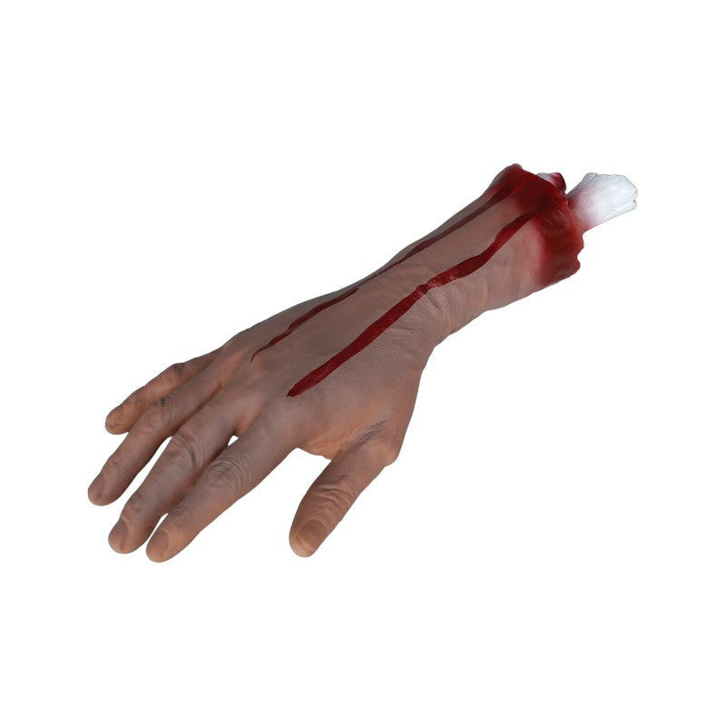 Mano mozzata horror 32 cm finta con effetto sangue realistico: decorazione di Halloween per scherzi, feste e case infestate. Su Viano Shop!