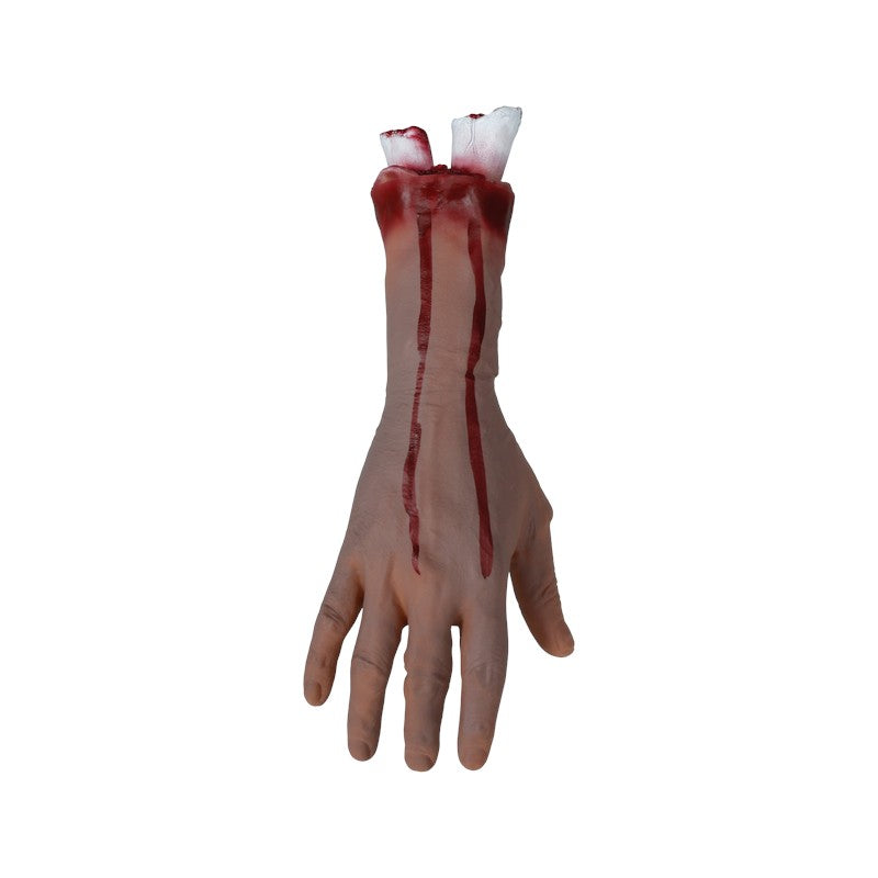 Mano mozzata horror 32 cm finta con effetto sangue realistico: decorazione di Halloween per scherzi, feste e case infestate. Su Viano Shop!
