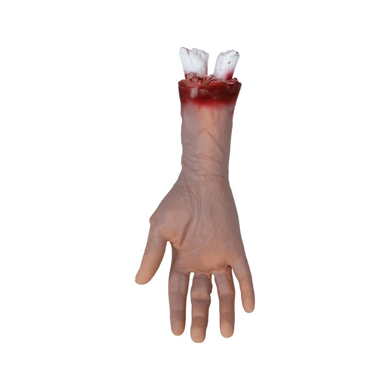 Mano mozzata horror 32 cm finta con effetto sangue realistico: decorazione di Halloween per scherzi, feste e case infestate. Su Viano Shop!