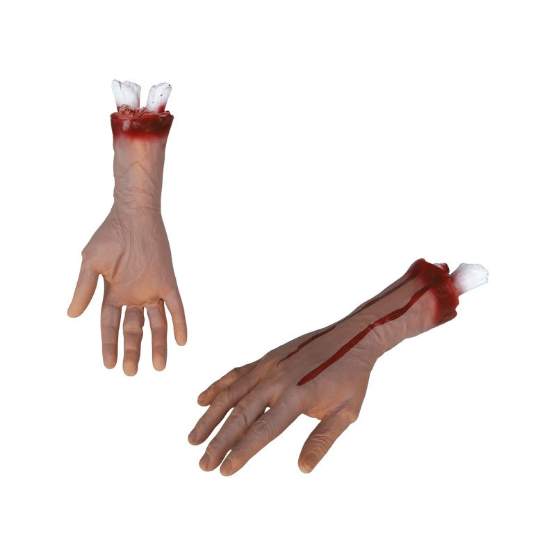 Mano mozzata horror 32 cm finta con effetto sangue realistico: decorazione di Halloween per scherzi, feste e case infestate. Su Viano Shop!