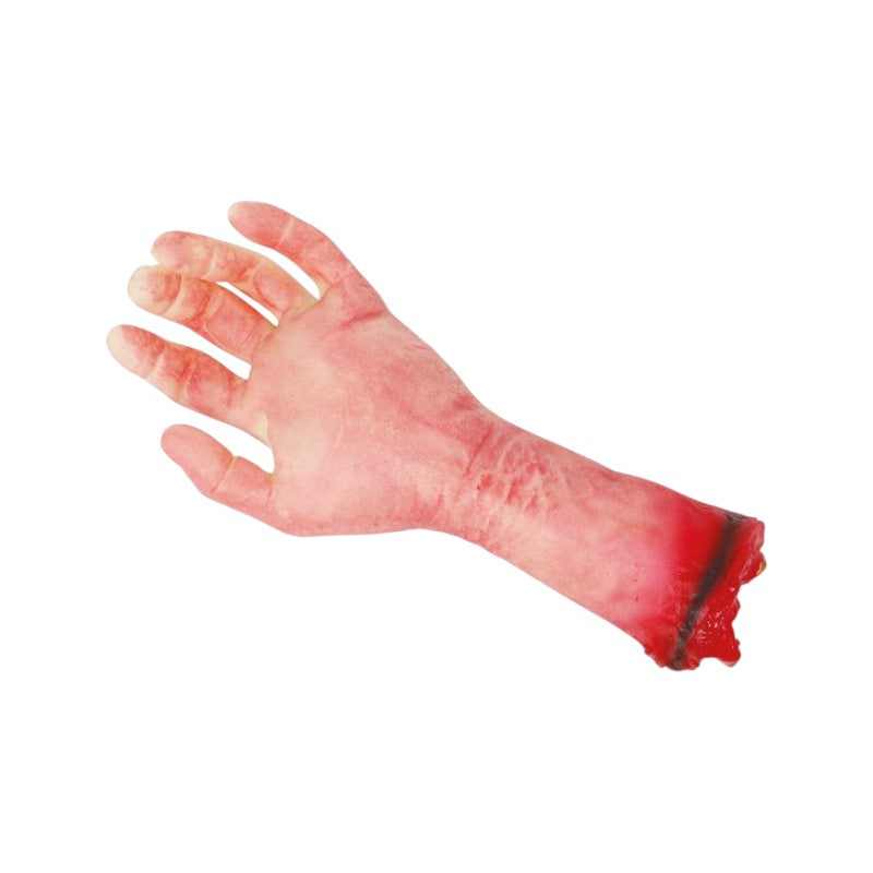 Mano mozzata horror 32 cm finta con effetto sangue realistico: decorazione di Halloween per scherzi, feste e case infestate. Su Viano Shop!