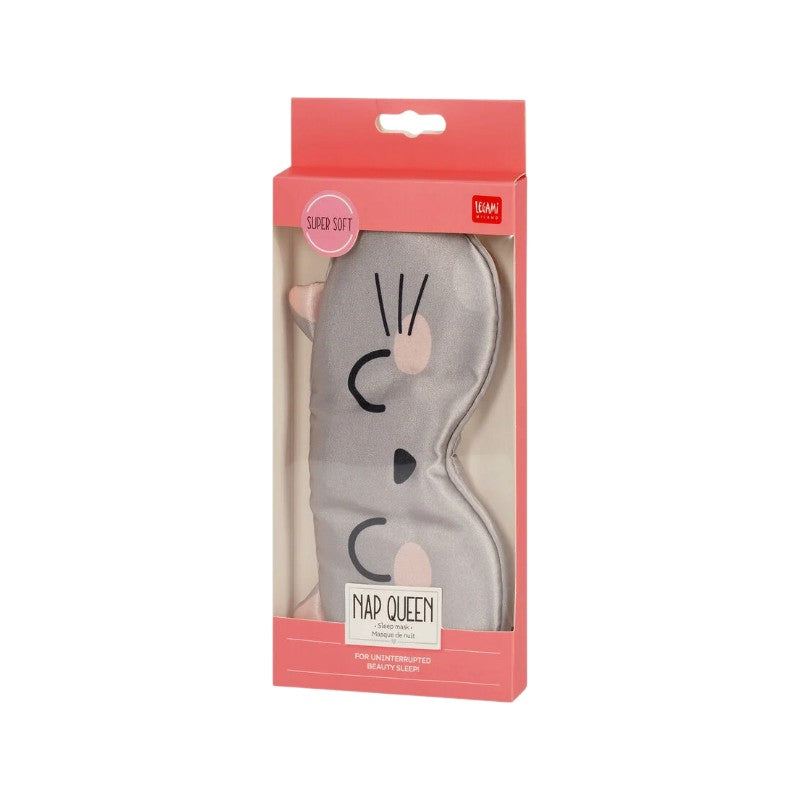 Mascherina per dormire Legami Gatto Nap Queen super morbida con orecchiette rosa: per un sonno di bellezza senza interruzioni. Su Viano Shop!