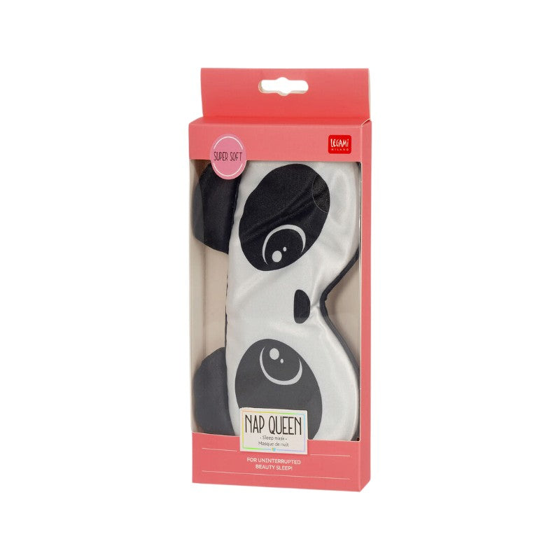 Mascherina per dormire Legami Panda Nap Queen super morbida con orecchiette: per un sonno di bellezza senza interruzioni. Su Viano Shop!