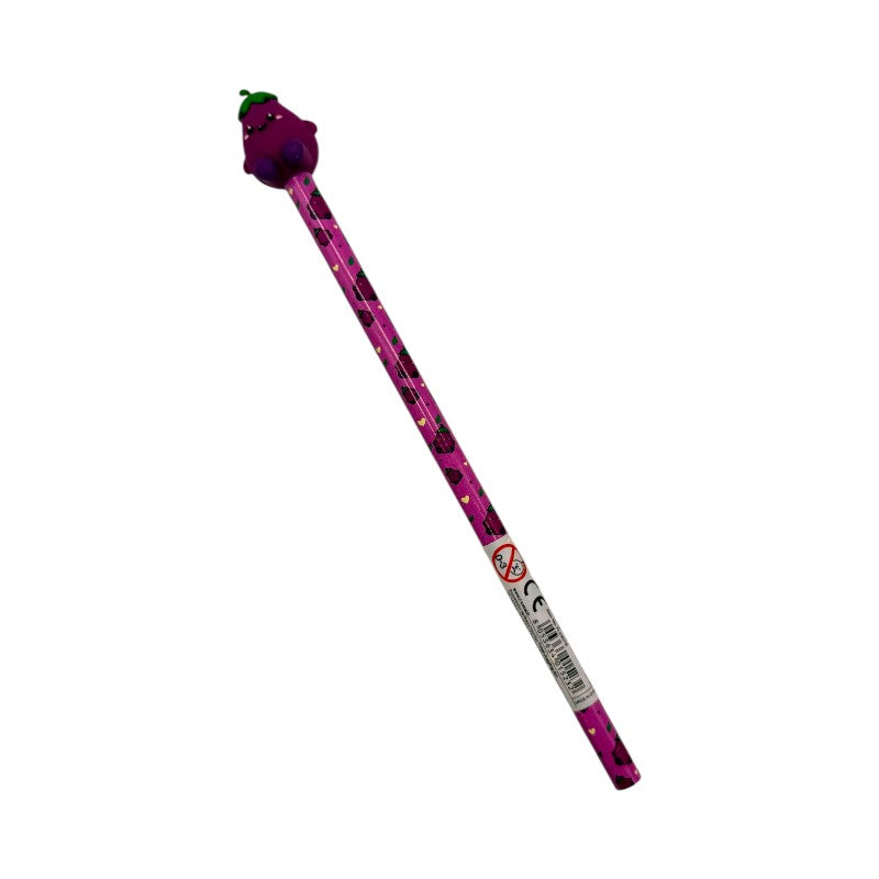 Matite HB kawaii I-Total Fresh Market: fusto glitter e topper 3D frutta e verdura. Da collezione, perfette per scuola e regalo originale per bambini!
