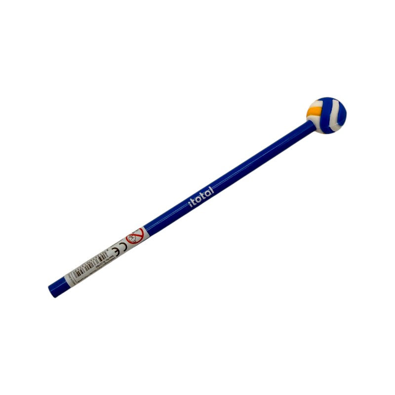 Matita HB pallavolo I-Total Spike! — fusto in legno blu, gomma a forma di pallina da volley 3D. Regalo originale per chi ama la pallavolo. 
