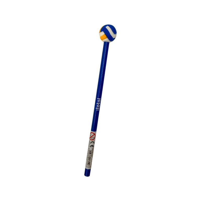 Matita HB pallavolo I-Total Spike! — fusto in legno blu, gomma a forma di pallina da volley 3D. Regalo originale per chi ama la pallavolo. 