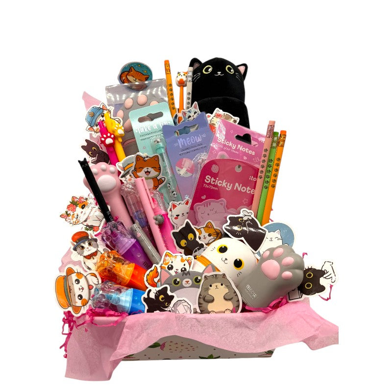 Maxi Box regalo gattino Viano Shop — 46 pezzi cartoleria kawaii Legami e I-Total a tema gatto, già confezionata. Il regalo più completo per cat lover.
