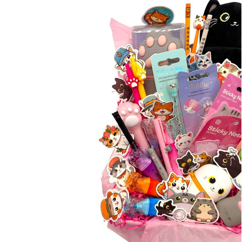 Maxi Box regalo gattino Viano Shop — 46 pezzi cartoleria kawaii Legami e I-Total a tema gatto, già confezionata. Il regalo più completo per cat lover.