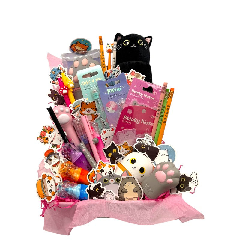 Maxi Box regalo gattino Viano Shop — 46 pezzi cartoleria kawaii Legami e I-Total a tema gatto, già confezionata. Il regalo più completo per cat lover.