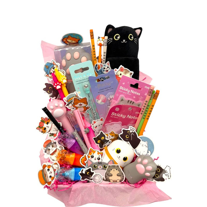 Maxi Box regalo gattino Viano Shop — 46 pezzi cartoleria kawaii Legami e I-Total a tema gatto, già confezionata. Il regalo più completo per cat lover.