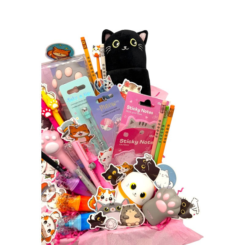 Maxi Box regalo gattino Viano Shop — 46 pezzi cartoleria kawaii Legami e I-Total a tema gatto, già confezionata. Il regalo più completo per cat lover.
