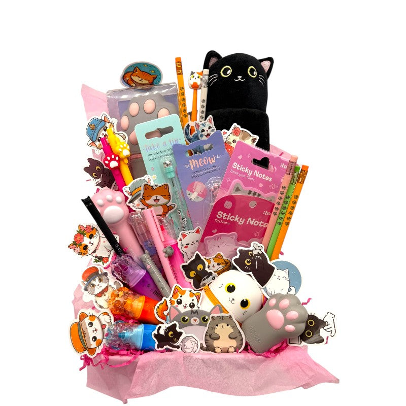 Maxi Box regalo gattino Viano Shop — 46 pezzi cartoleria kawaii Legami e I-Total a tema gatto, già confezionata. Il regalo più completo per cat lover.