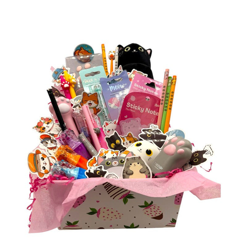 Maxi Box regalo gattino Viano Shop — 46 pezzi cartoleria kawaii Legami e I-Total a tema gatto, già confezionata. Il regalo più completo per cat lover.