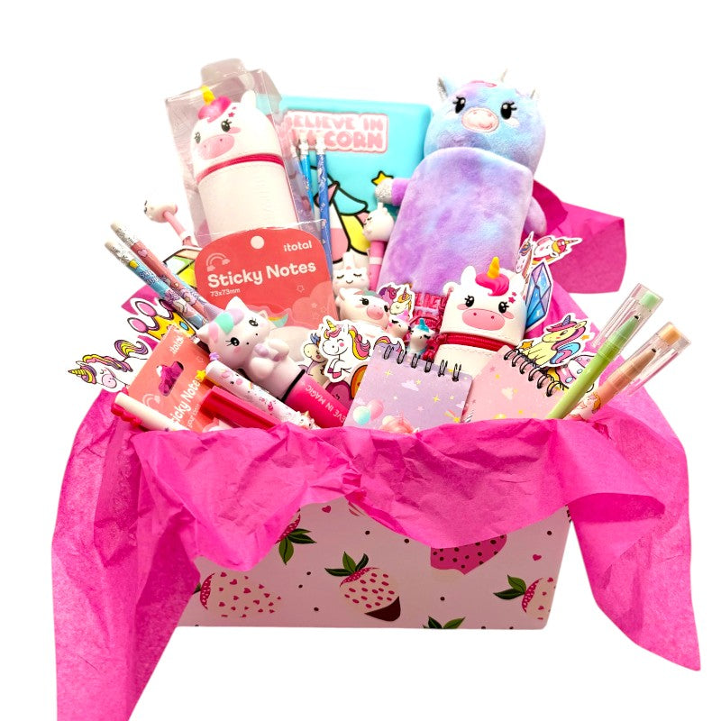 Maxi Box Regalo Unicorno Viano Shop — 46 pezzi cartoleria kawaii Legami e I-Total, scatola regalo, spedizione gratuita. Il regalo più magico per bambine. 