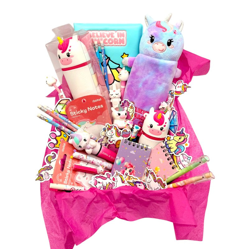 Maxi Box Regalo Unicorno Viano Shop — 46 pezzi cartoleria kawaii Legami e I-Total, scatola regalo, spedizione gratuita. Il regalo più magico per bambine. 