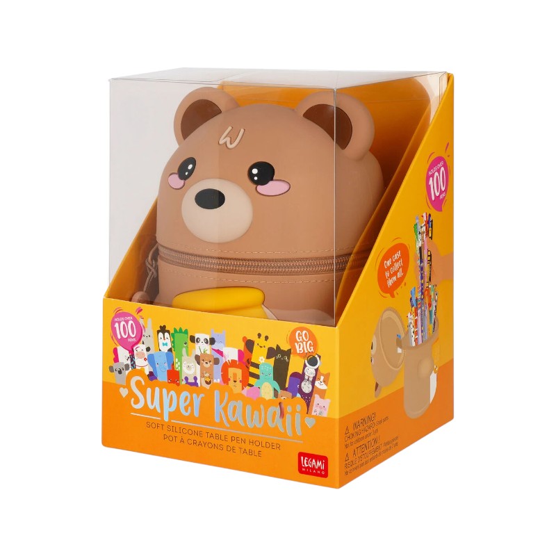 Portapenne kawaii Orsetto Legami in silicone: capienza oltre 100 penne, chiusura zip. Scopri il pot a crayons Super Kawaii Go Big! 