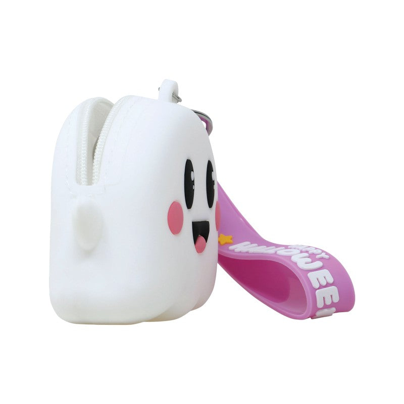 Portamonete Halloween kawaii in PVC con portachiavi: fantasma, pipistrello o zucca con laccetto Happy Halloween e zip. Su Viano Shop!