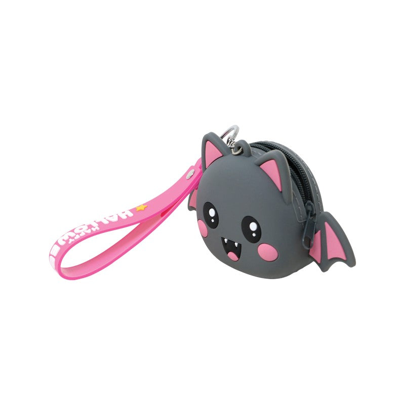 Portamonete Halloween kawaii in PVC con portachiavi: fantasma, pipistrello o zucca con laccetto Happy Halloween e zip. Su Viano Shop!