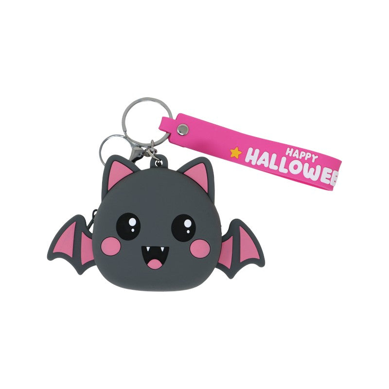 Portamonete Halloween kawaii in PVC con portachiavi: fantasma, pipistrello o zucca con laccetto Happy Halloween e zip. Su Viano Shop!