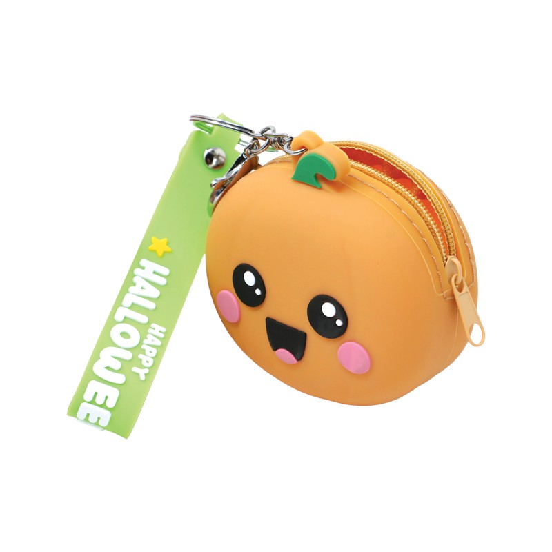 Portamonete Halloween kawaii in PVC con portachiavi: fantasma, pipistrello o zucca con laccetto Happy Halloween e zip. Su Viano Shop!