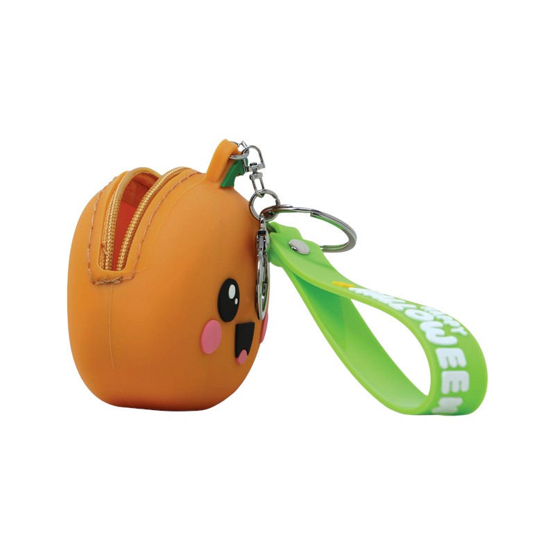 Portamonete Halloween kawaii in PVC con portachiavi: fantasma, pipistrello o zucca con laccetto Happy Halloween e zip. Su Viano Shop!