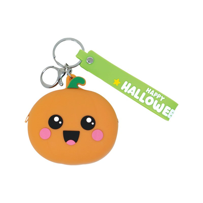 Portamonete Halloween kawaii in PVC con portachiavi: fantasma, pipistrello o zucca con laccetto Happy Halloween e zip. Su Viano Shop!