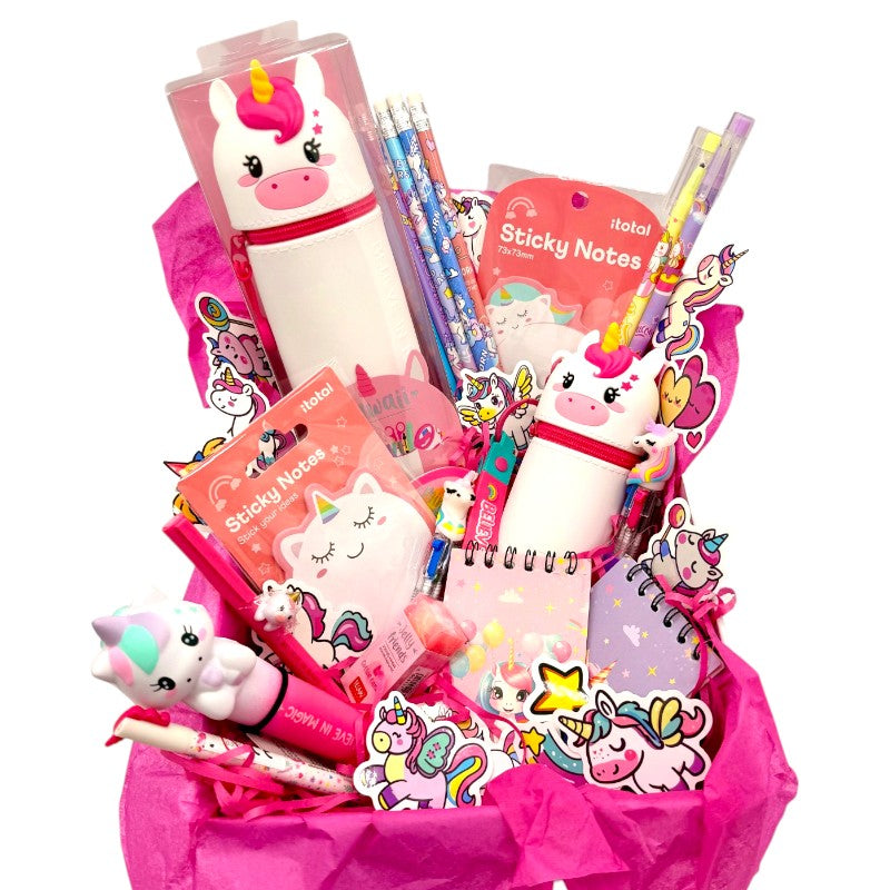 Mega Box Regalo Unicorno Viano Shop — 35 pezzi cartoleria kawaii Legami e I-Total, spedizione gratuita. Il regalo compleanno più magico per bambine. 