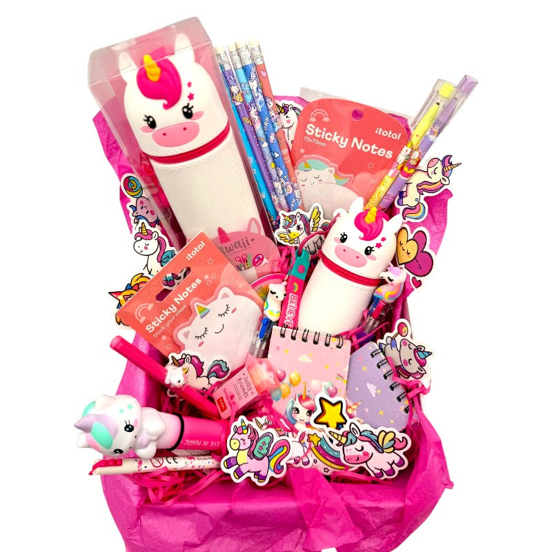 Mega Box Regalo Unicorno Viano Shop — 35 pezzi cartoleria kawaii Legami e I-Total, spedizione gratuita. Il regalo compleanno più magico per bambine. 