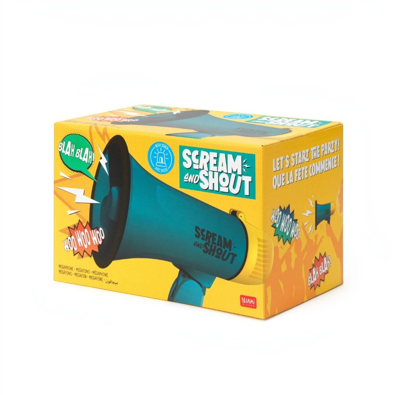 Megafono Legami Scream and Shout: amplifica la voce con funzione sirena integrata. Perfetto per feste, giochi e tifo. Scoprilo ora!