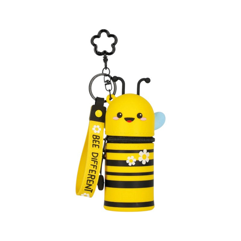 Mini astuccio portapenne kawaii con portachiavi da zaino a forma di ape.