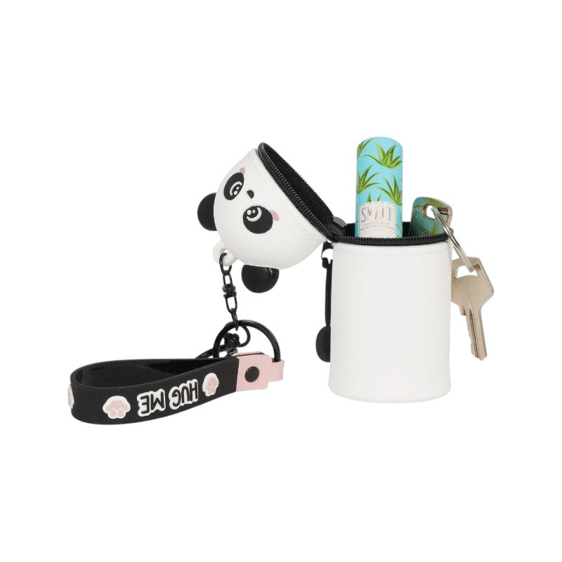 Mini astuccio portapenne kawaii a forma di panda con portachiavi da zaino
