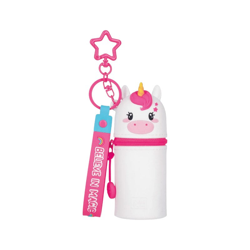Mini astuccio portapenne kawaii a forma di unicorno con portachiavi da zaino