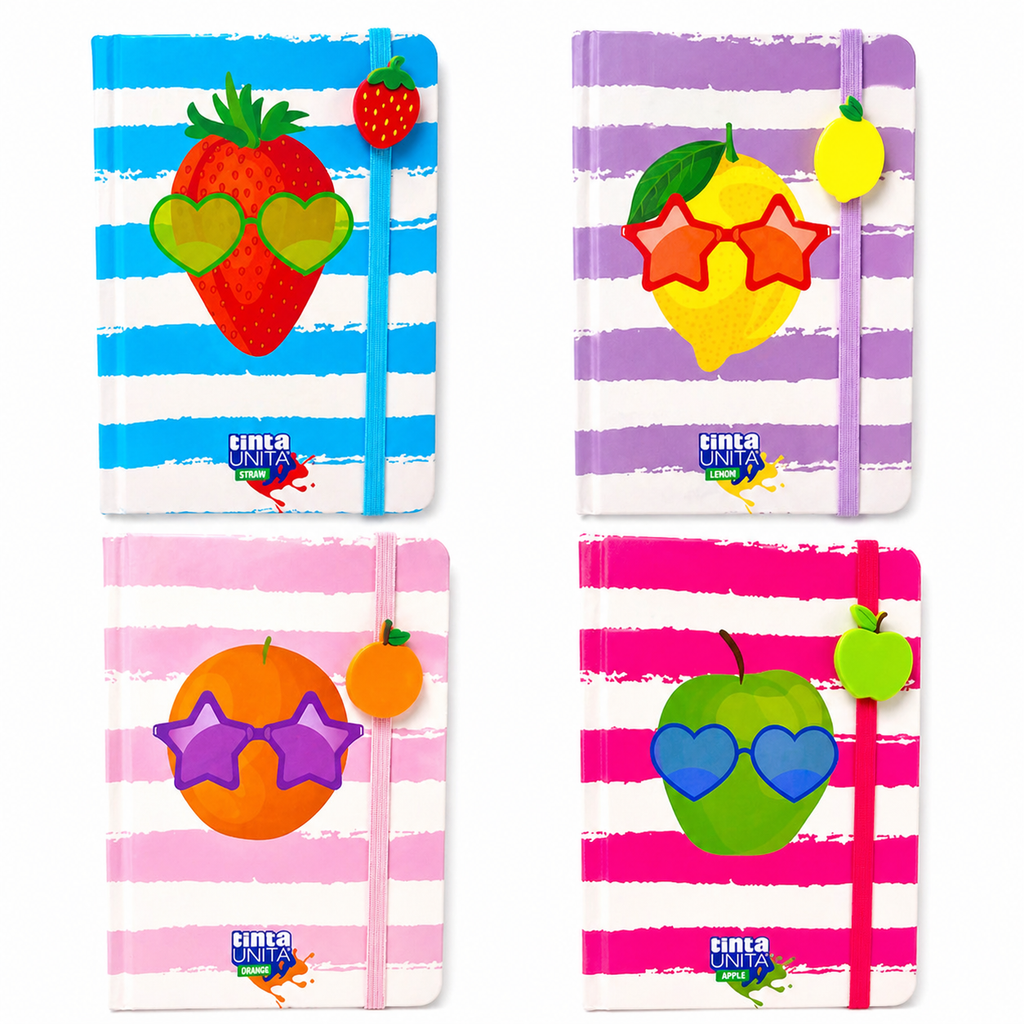Quaderno A6 Tinta Unita Frutta: copertina profumata, fogli bianchi e design limited edition. 4 varianti colorate. Perfetto per scrivere e disegnare