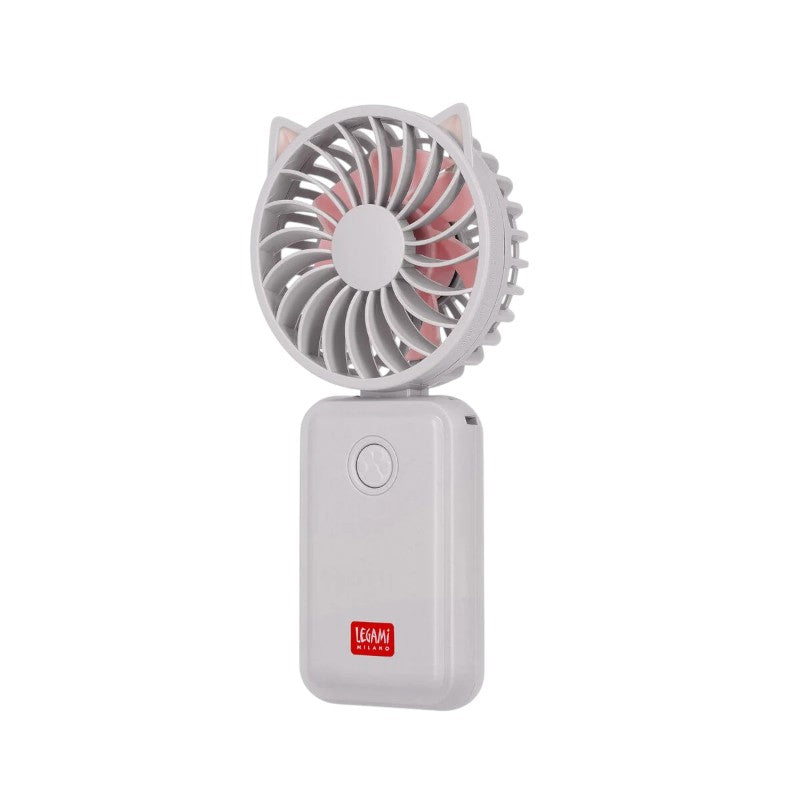 Ventilatore pieghevole ricaricabile Legami Kitty: 3 velocità, 3 inclinazioni, USB Type-C incluso, 50g. Design gatto kawaii. Fresco e tascabile ovunque!
