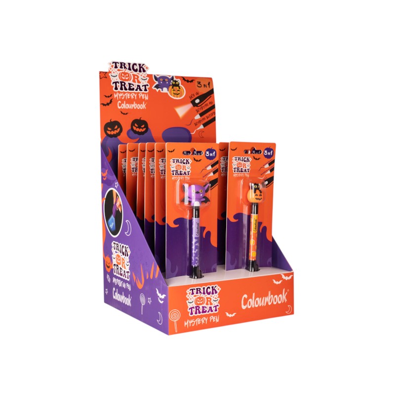 Mystery Pen Colourbook Trick or Treat: penna magica con inchiostro invisibile e luce UV per svelare messaggi segreti di Halloween. Su Viano Shop!